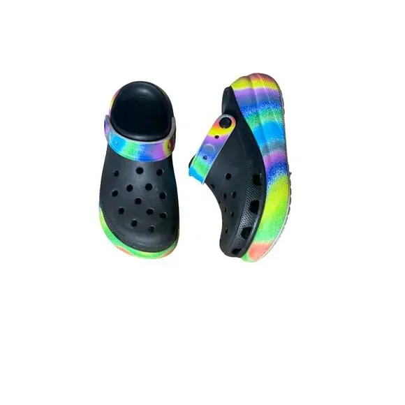 CROCS UNISEX CRUSH CLOGS RAINBOW PLATFORM M4 W6